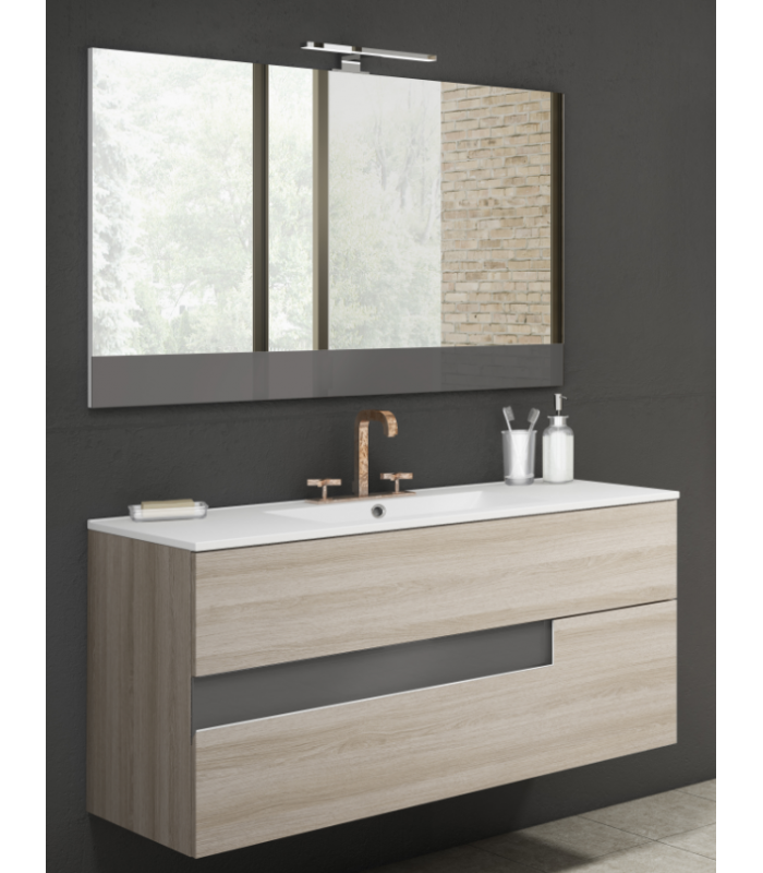 Mueble baño Vision 2 cajones Muebles de baño Color auxiliar: crudo/gris, nieve brillo/blanco