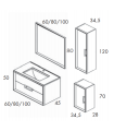 Mueble de baño Decor 2 cajones Muebles de baño Medidas Mueble Baño: 60cm; Conjunto Mueble: