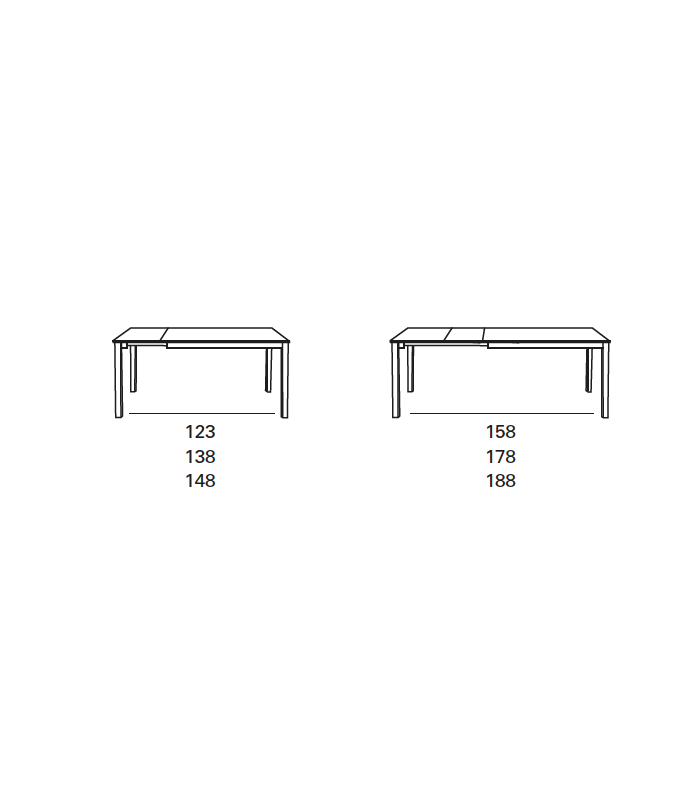 Mesa Kati extensible laminado Mesas, sillas y taburetes Medidas: 100 x 60, 110 x 70, 120 x 80;