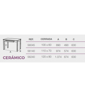 Mesa cleo fija tapa cerámico Mesas, sillas y taburetes Medidas: 100 x 60, 110 x 70, 120 x 80;