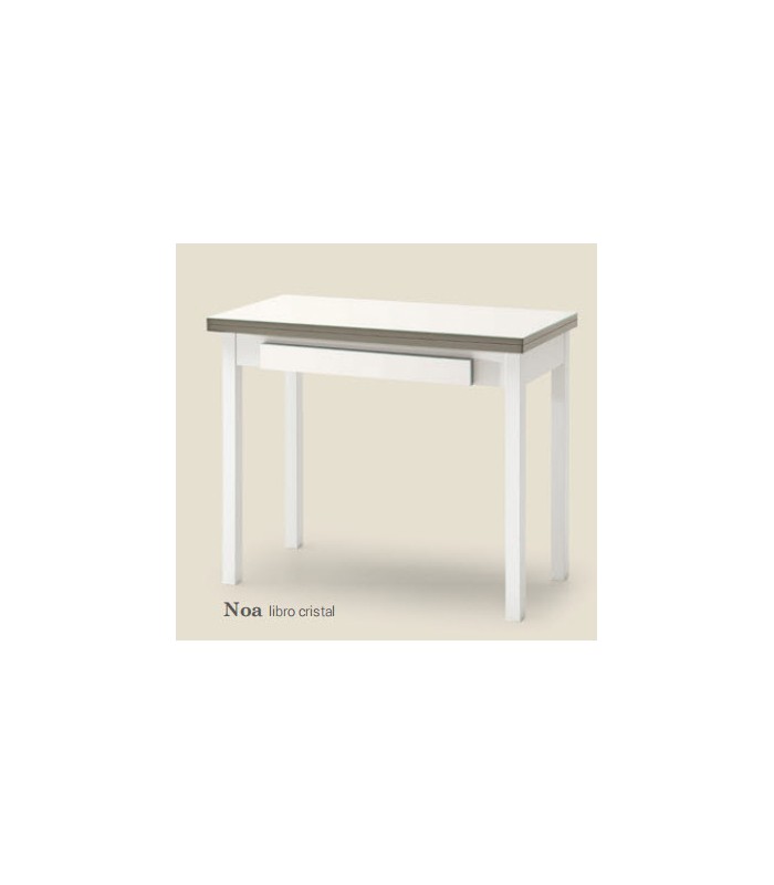 Mesa extensible cristal Noa Mesas, sillas y taburetes Color de cristal: blanco, negro, arena