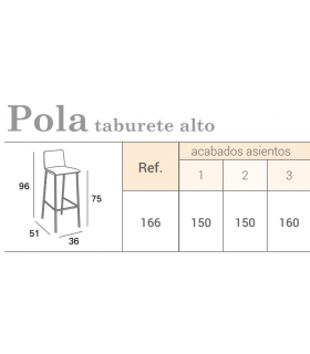 Taburete Pola tapizado alto con respaldo Mesas, sillas y taburetes Chasis metálico: plata, blanco;