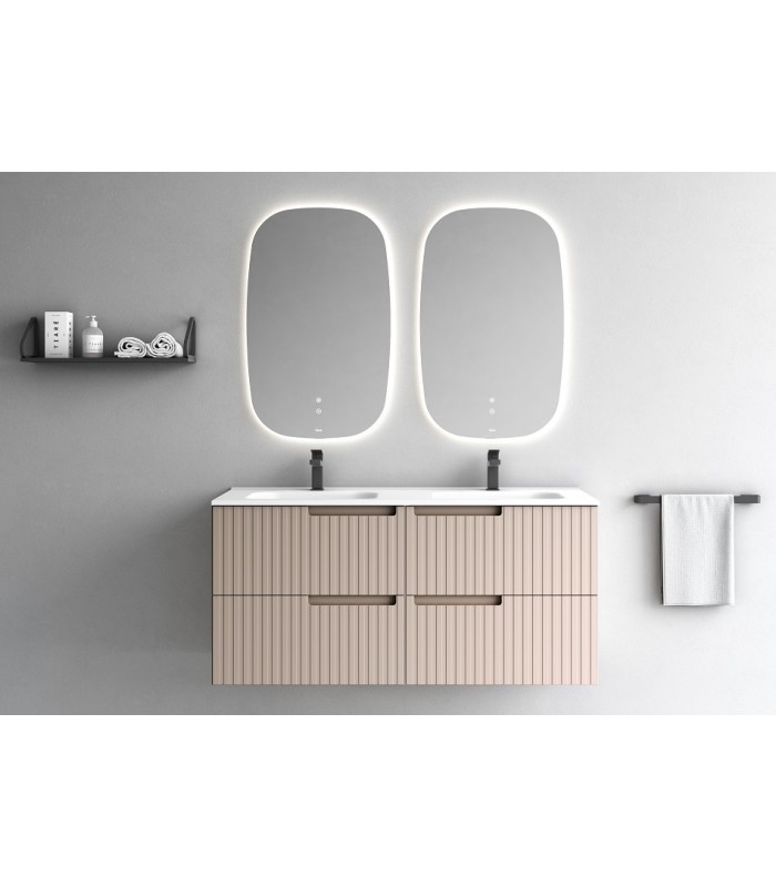 Mueble de baño Synergy 2 lavabos 120cm de Fiora Muebles de baño Colores mueble: seda 41m, nude 40m