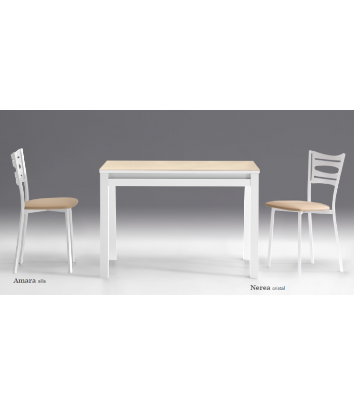 Mesa Nerea extensible cristal chasis blanco Mesas, sillas y taburetes    Tienda Online Casa y