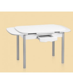 Mesa de cocina rectangular blanca y aluminio Ainhoa de 50 x x 90